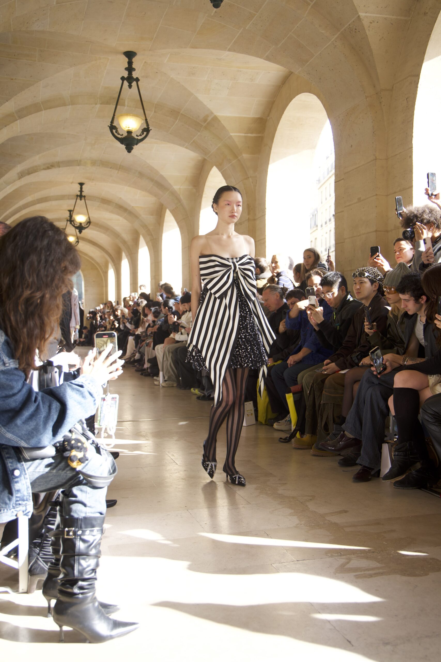 A model on the runway at Paris Fashion Week wearing Shuting Qiu SS26 Collection.