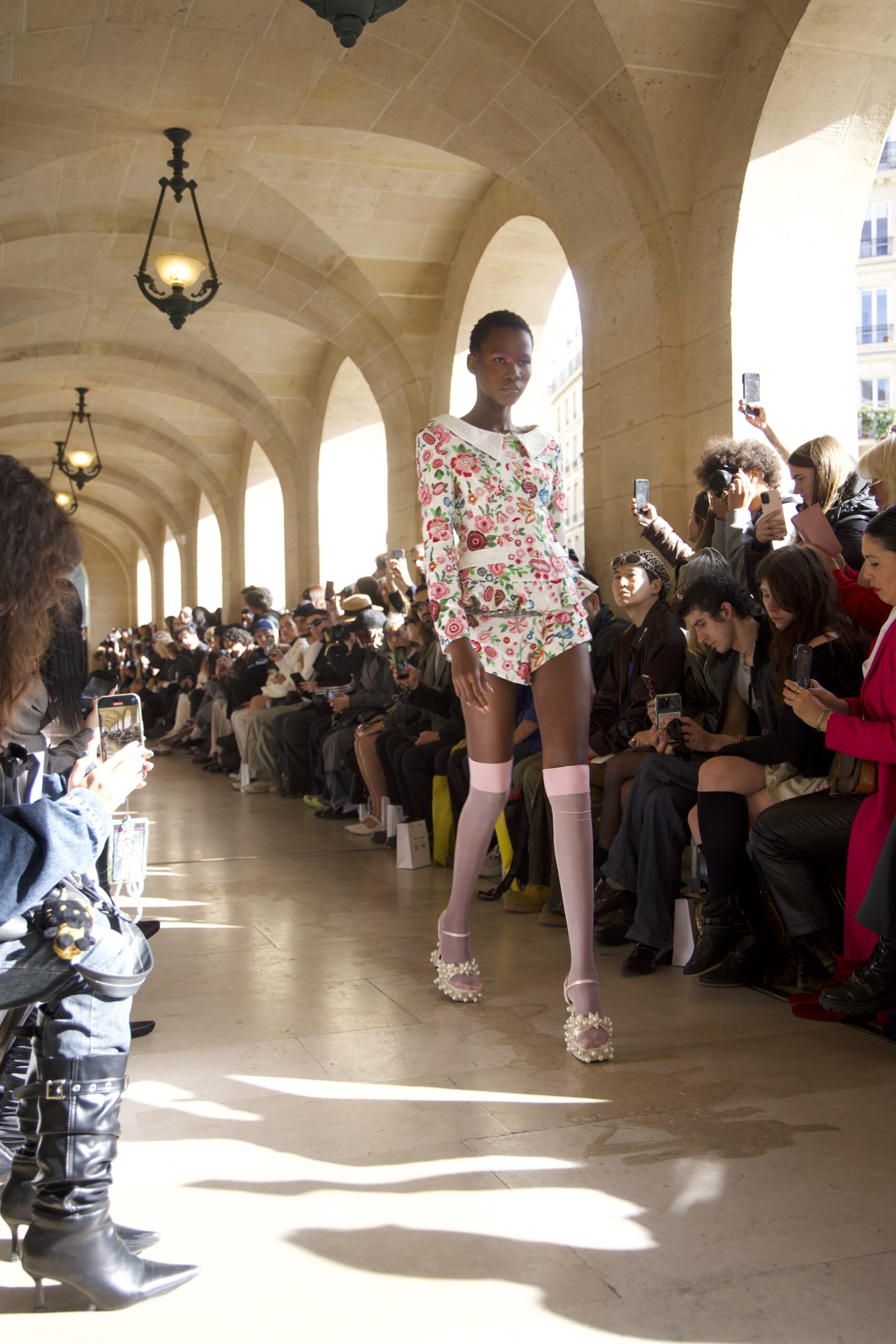 A model on the runway at Paris Fashion Week wearing Shuting Qiu SS26 Collection.