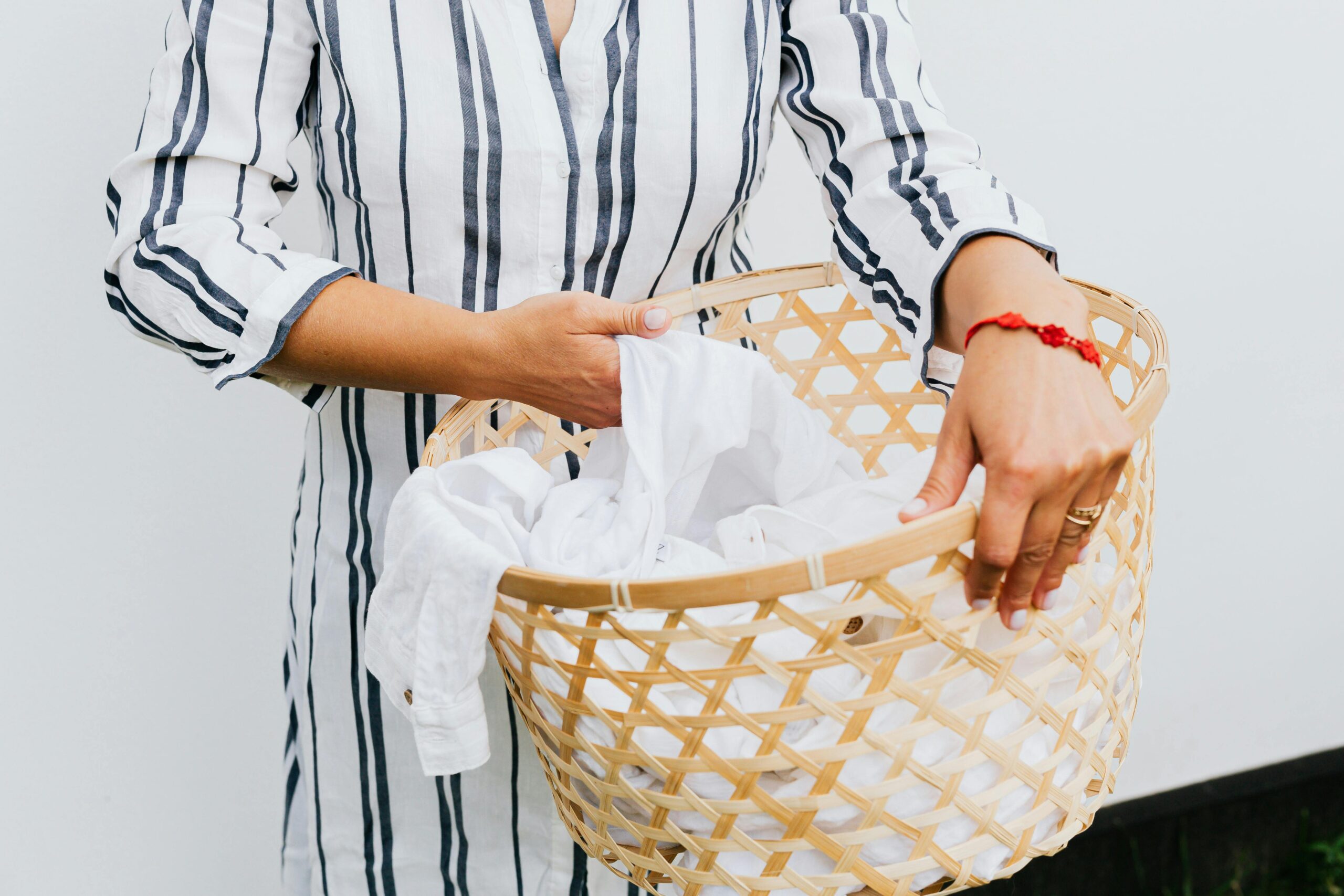 Fresh white laundry, ready for washing.