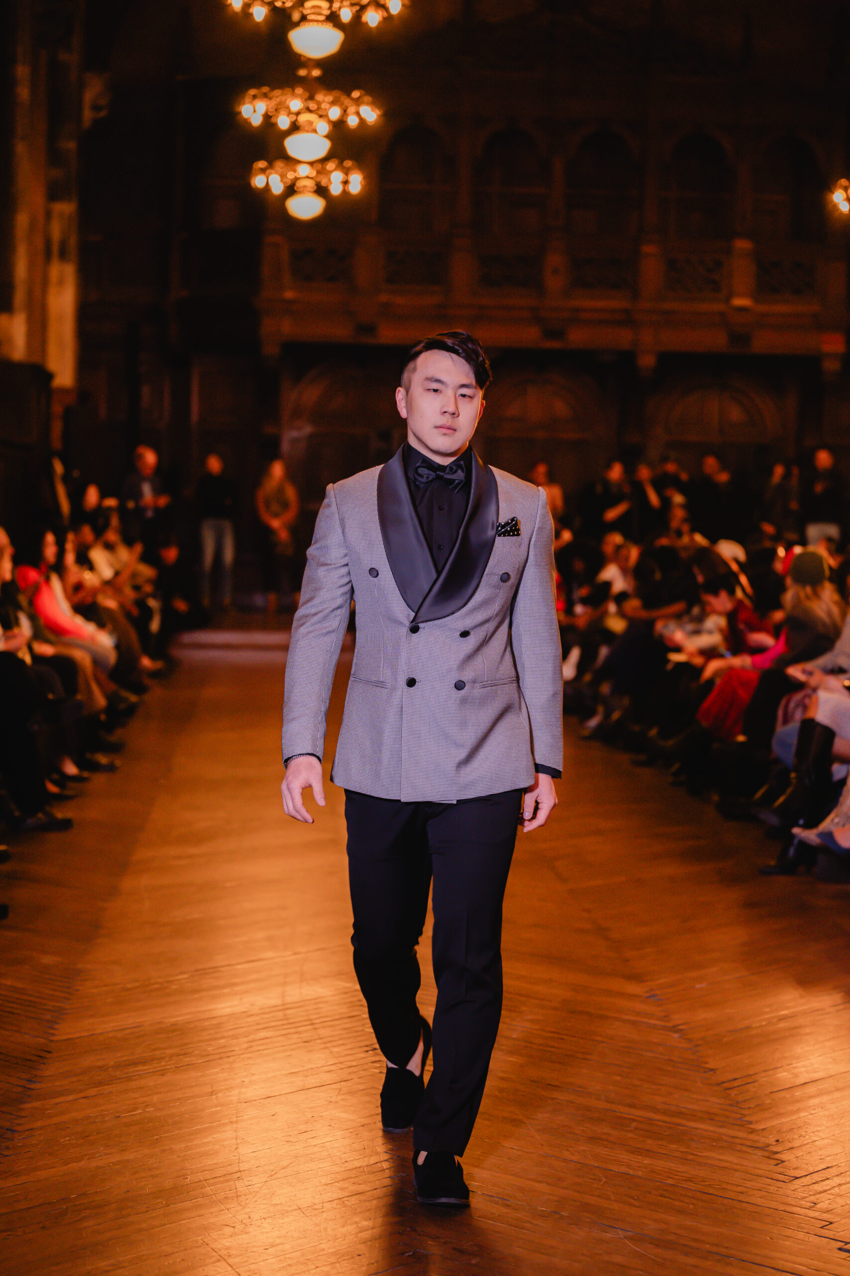 Model Alexander Wang walking the runway for Aldo’s House of Formals at Break Free NYFW 2026 in New York City