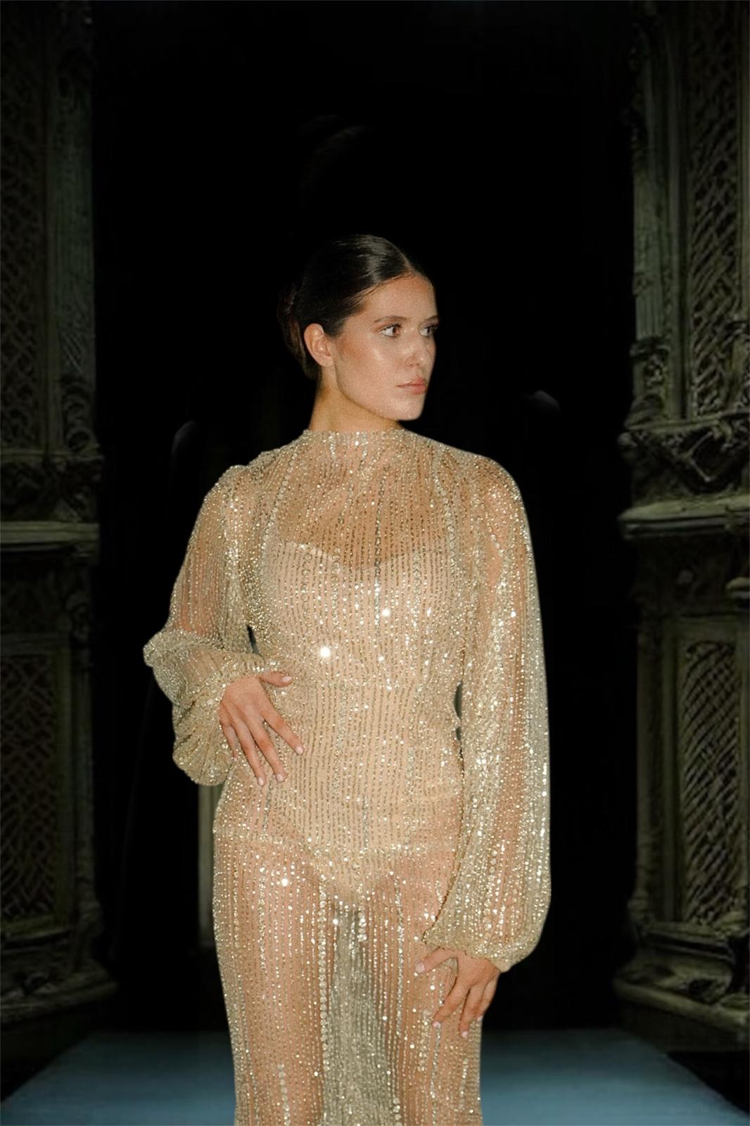 Ethereal couture look by GUARDAZEL at Fashion Vibes, Milan