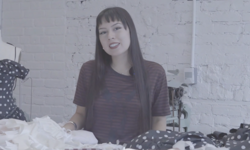 Designer Sagradesa in her fashion studio during a FashionX Unfiltered interview in Toronto