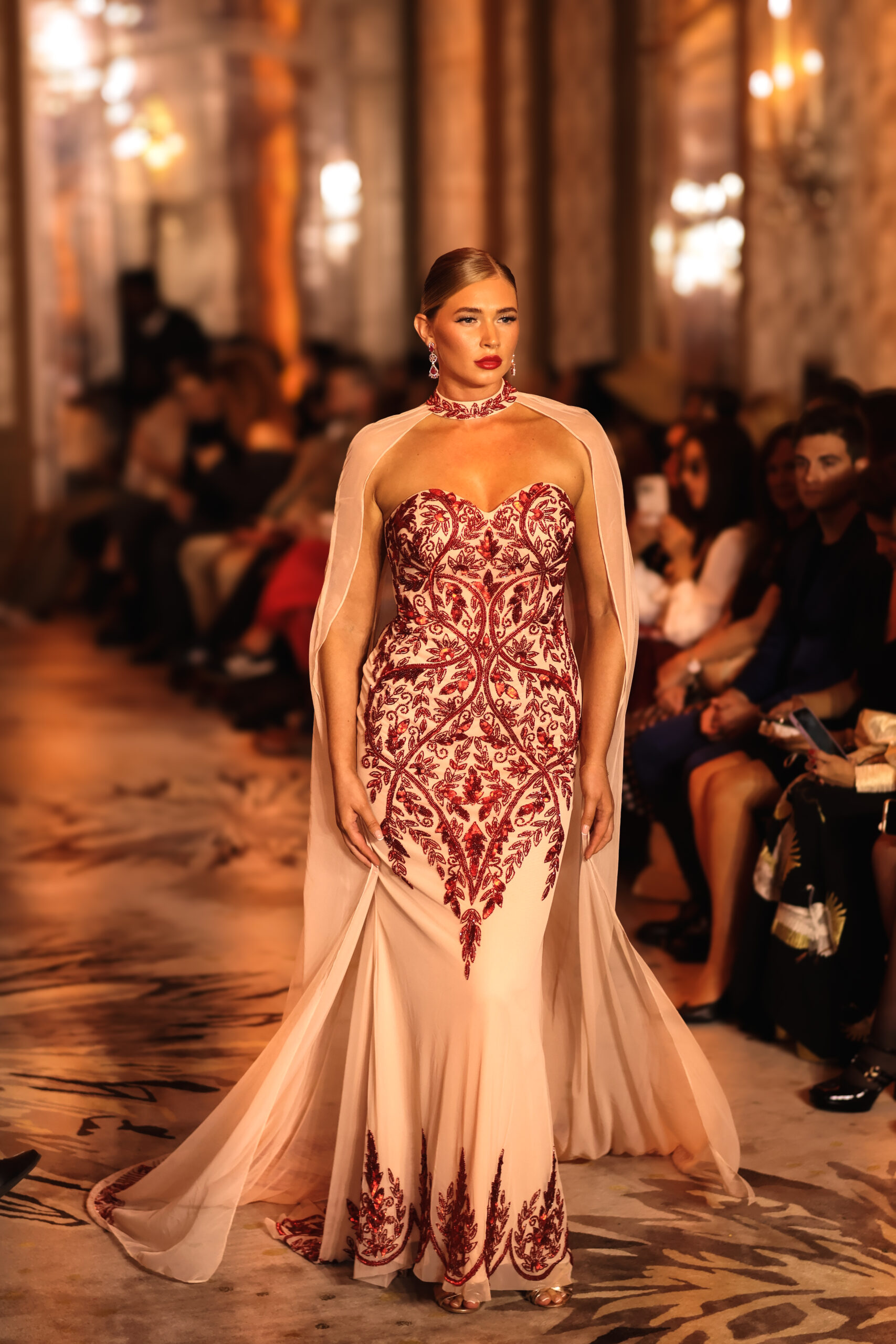 Embroidered evening gown by MOHIKAS by Archana Soni presented at Fashion Vibes runway show during Milan Fashion Week FW 2026–2027