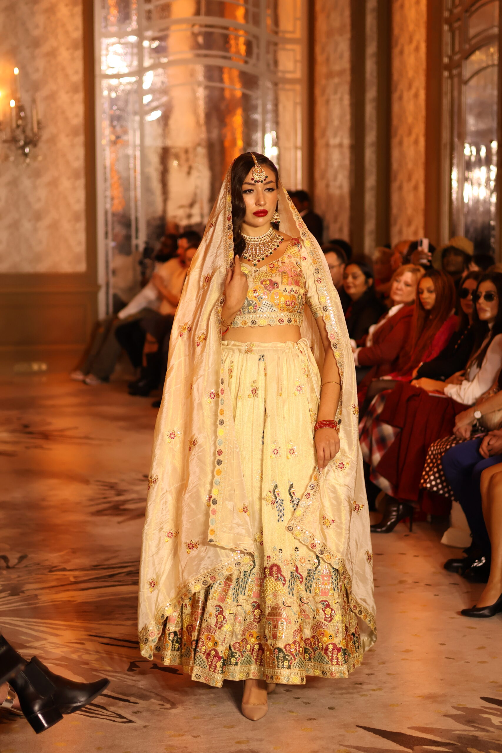Bridal-inspired lehenga by MOHIKAS by Archana Soni showcased at Milan Women’s Fashion Week FW 2026–2027