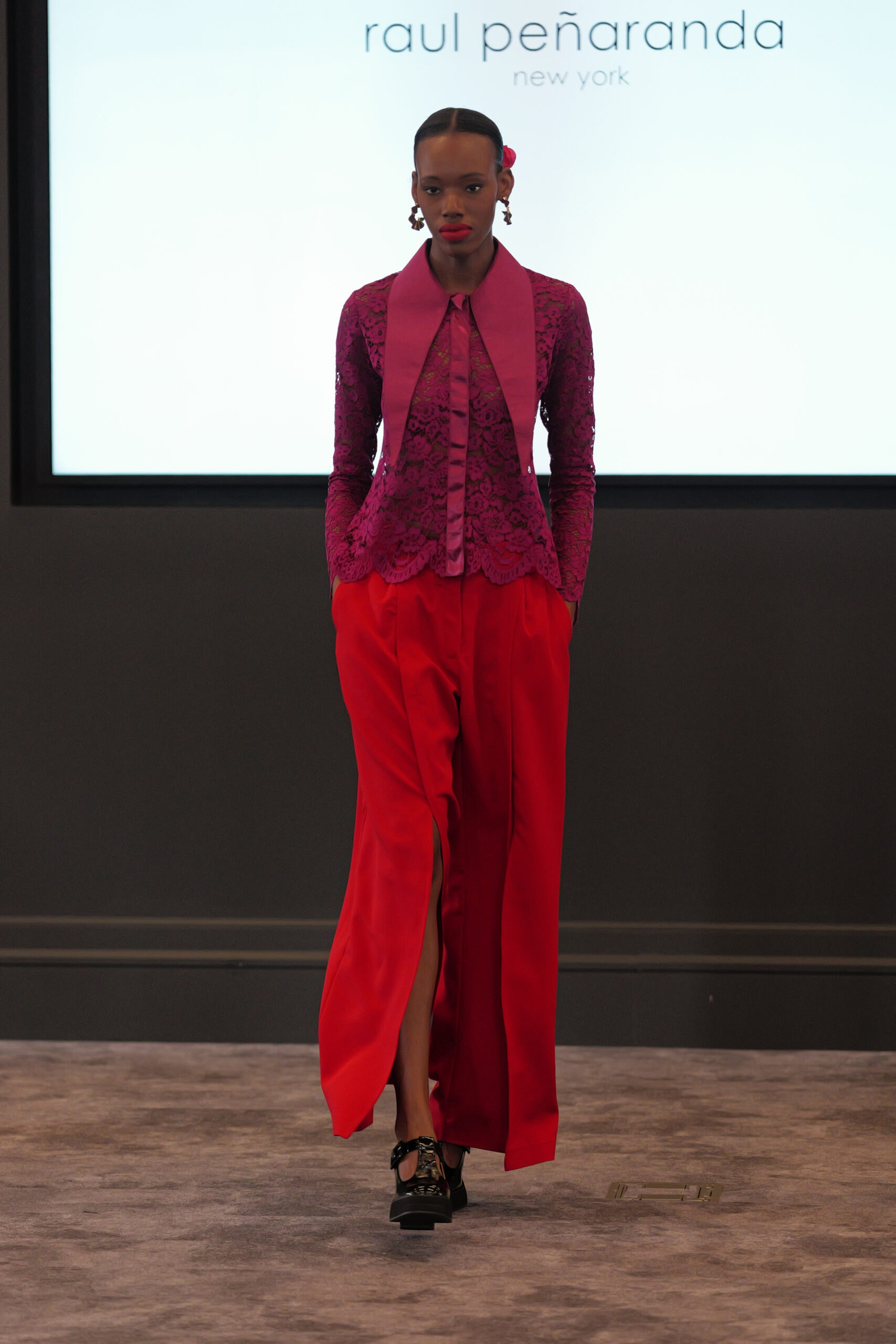 Model on the runway at Raúl Peñaranda Fall 2026 Bolero Nights collection, New York Fashion Week